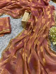 Beautiful Box pattern Orange Color Saree