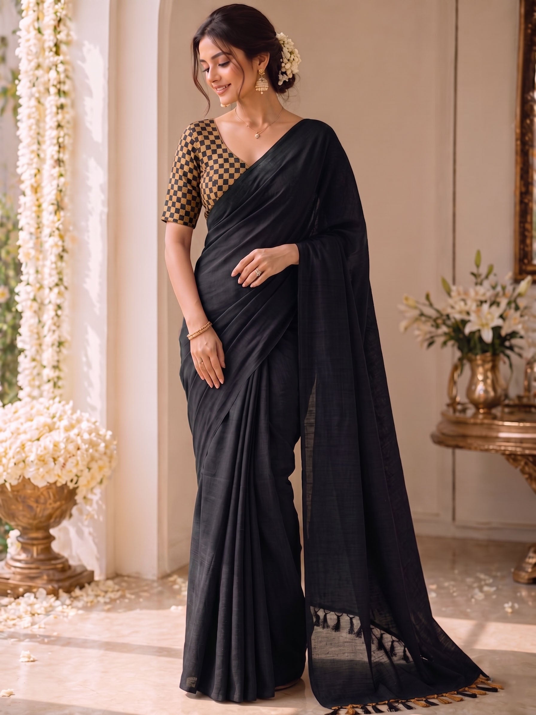 Handloom Khadi Cotton Saree with Magic Blouse