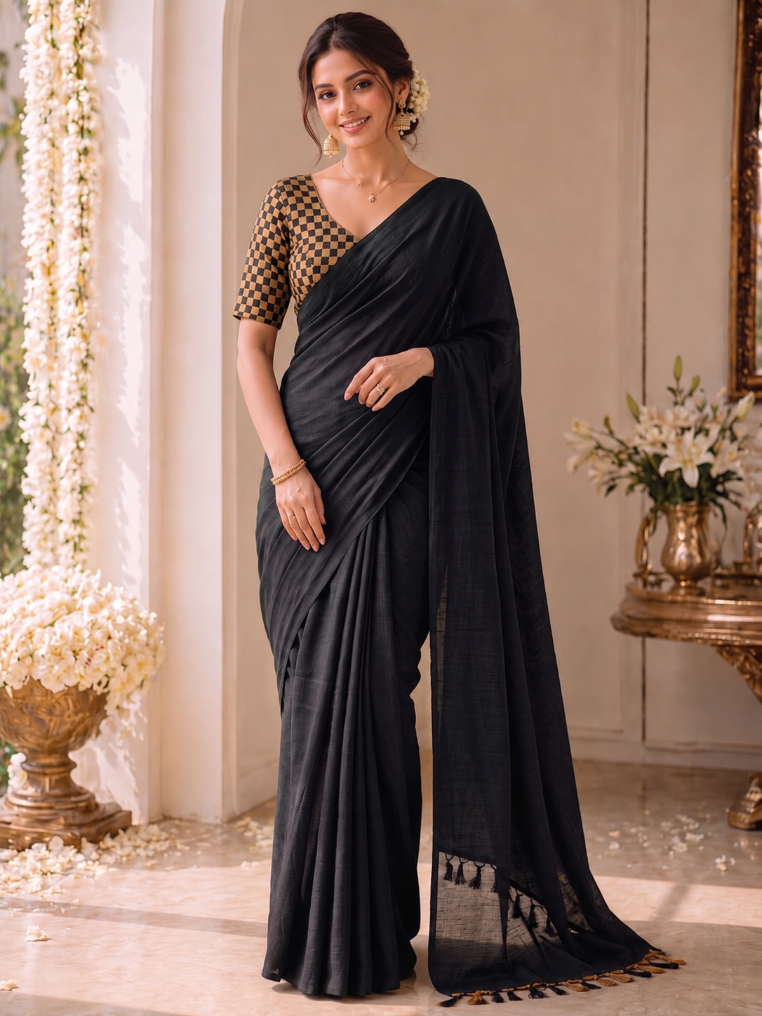 Handloom Khadi Cotton Saree with Magic Blouse
