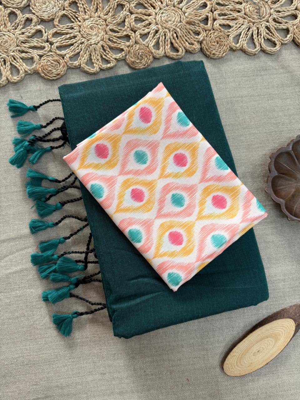 Elegant Khadi Cotton Saree with Magic Cotton Blouse