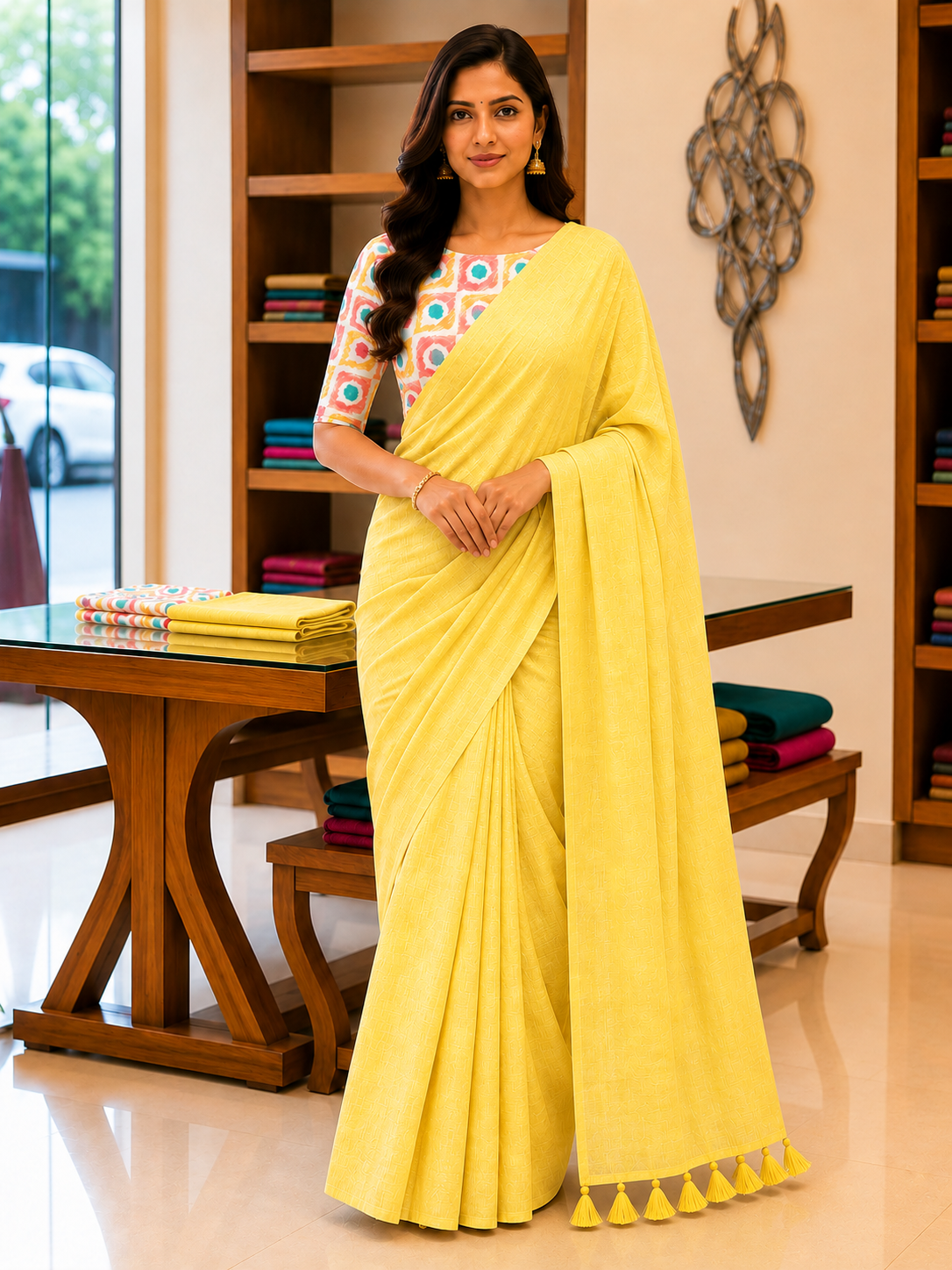 Elegant Khadi Cotton Saree with Magic Cotton Blouse