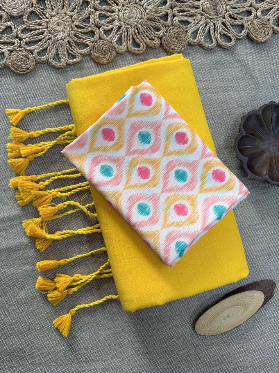 Elegant Khadi Cotton Saree with Magic Cotton Blouse