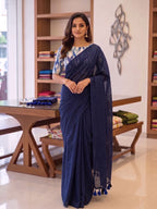 Elegant Khadi Cotton Saree with Magic Cotton Blouse