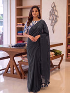 Elegant Khadi Cotton Saree with Magic Cotton Blouse
