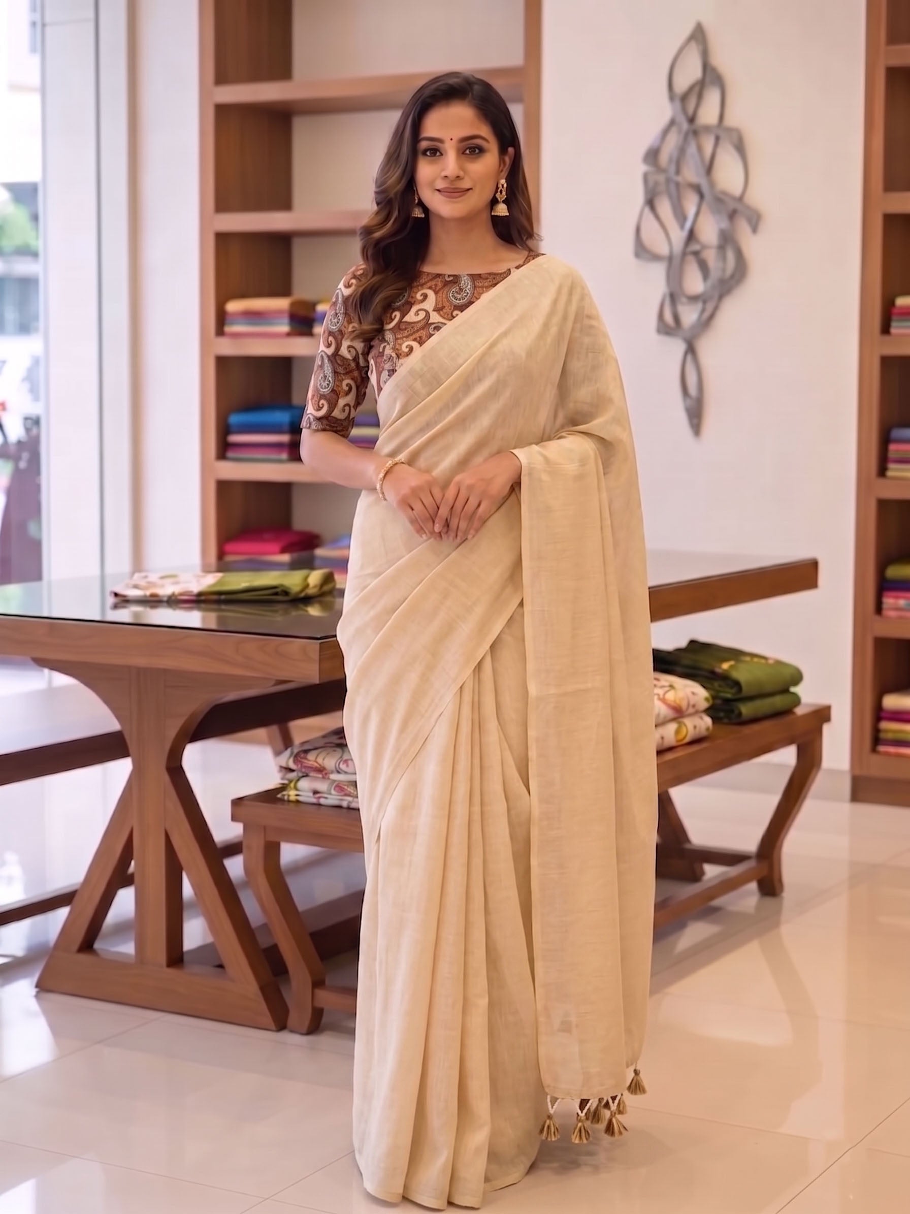 Elegant Khadi Cotton Saree with Magic Cotton Blouse