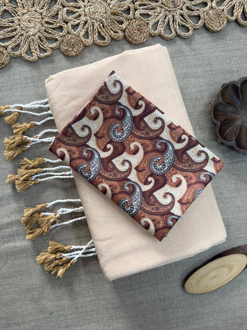 Elegant Khadi Cotton Saree with Magic Cotton Blouse