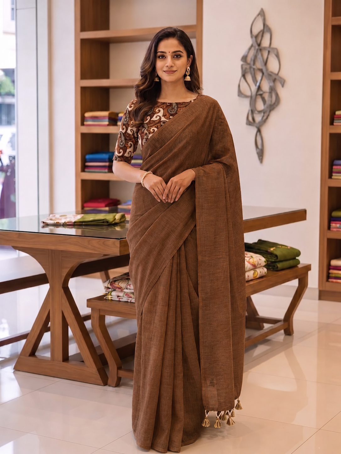 Elegant Khadi Cotton Saree with Magic Cotton Blouse