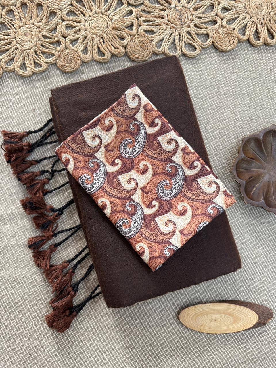 Elegant Khadi Cotton Saree with Magic Cotton Blouse