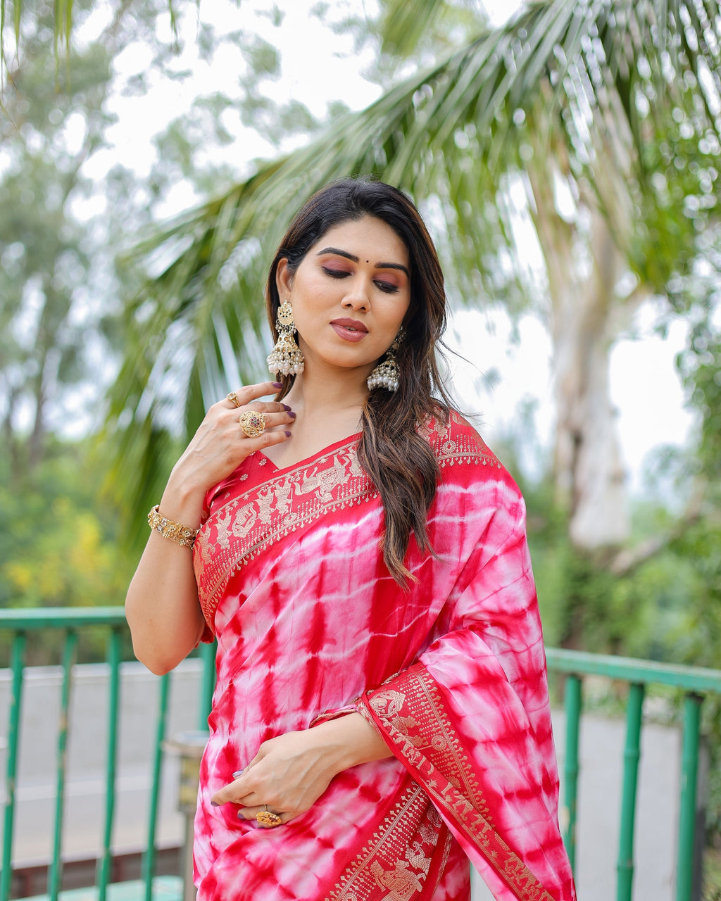 Soft Dola Silk Sibori Bandhej Saree with Zari Border