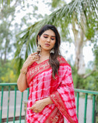 Soft Dola Silk Sibori Bandhej Saree with Zari Border