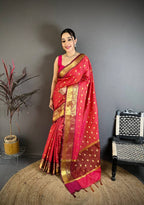 Banarasi Tissue Saree with Butti Weaving and Heavy Border