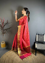Banarasi Tissue Saree with Butti Weaving and Heavy Border