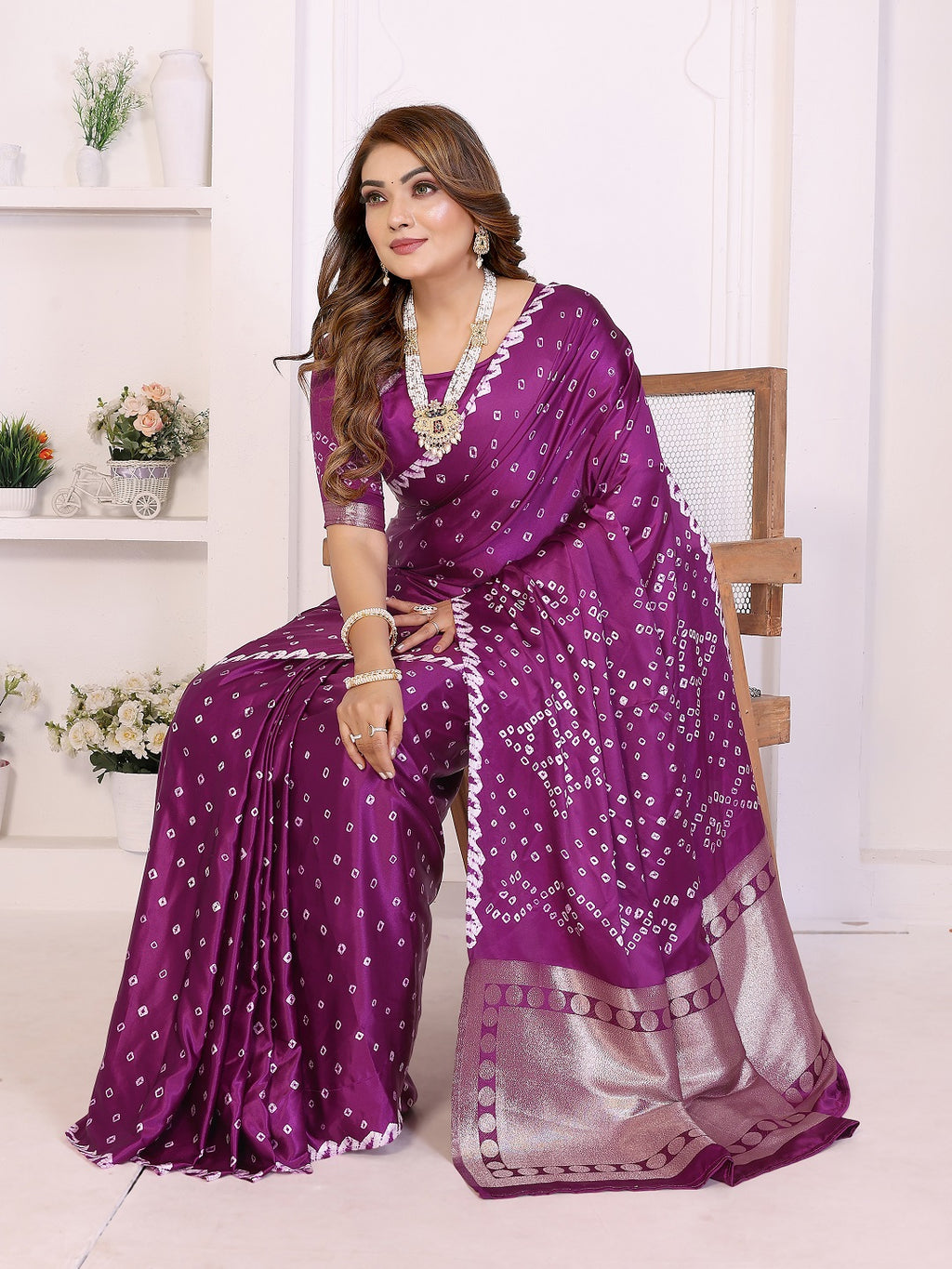 Hand Dyed Lagadi Patta Pallu Bandhej Saree