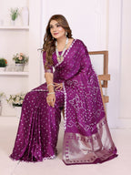 Hand Dyed Lagadi Patta Pallu Bandhej Saree