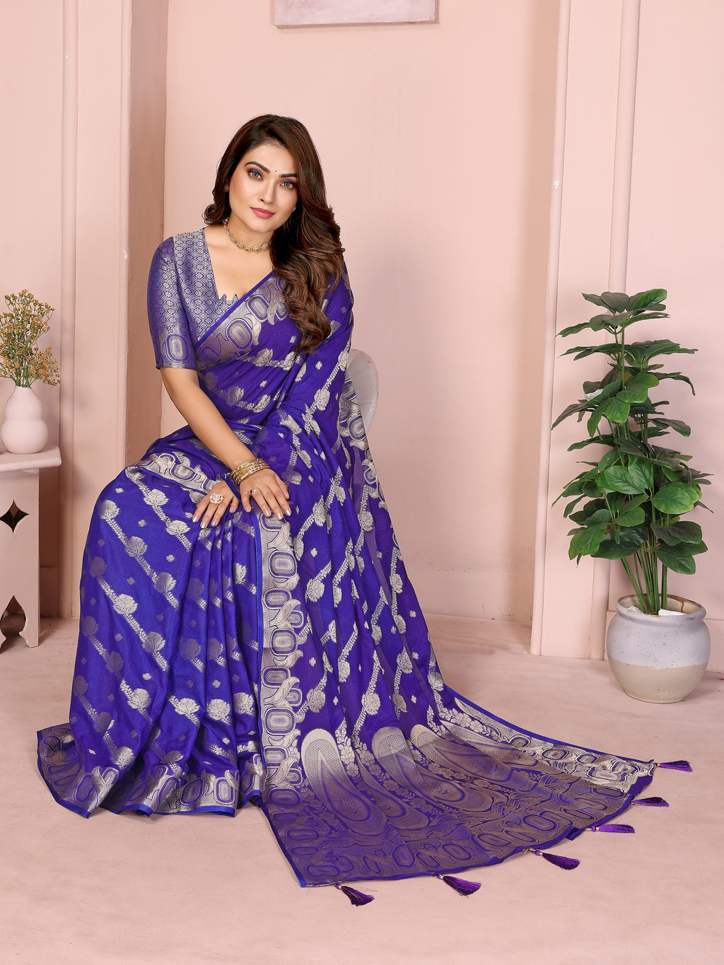 Banarasi Silk Saree with Leheriya Weaving