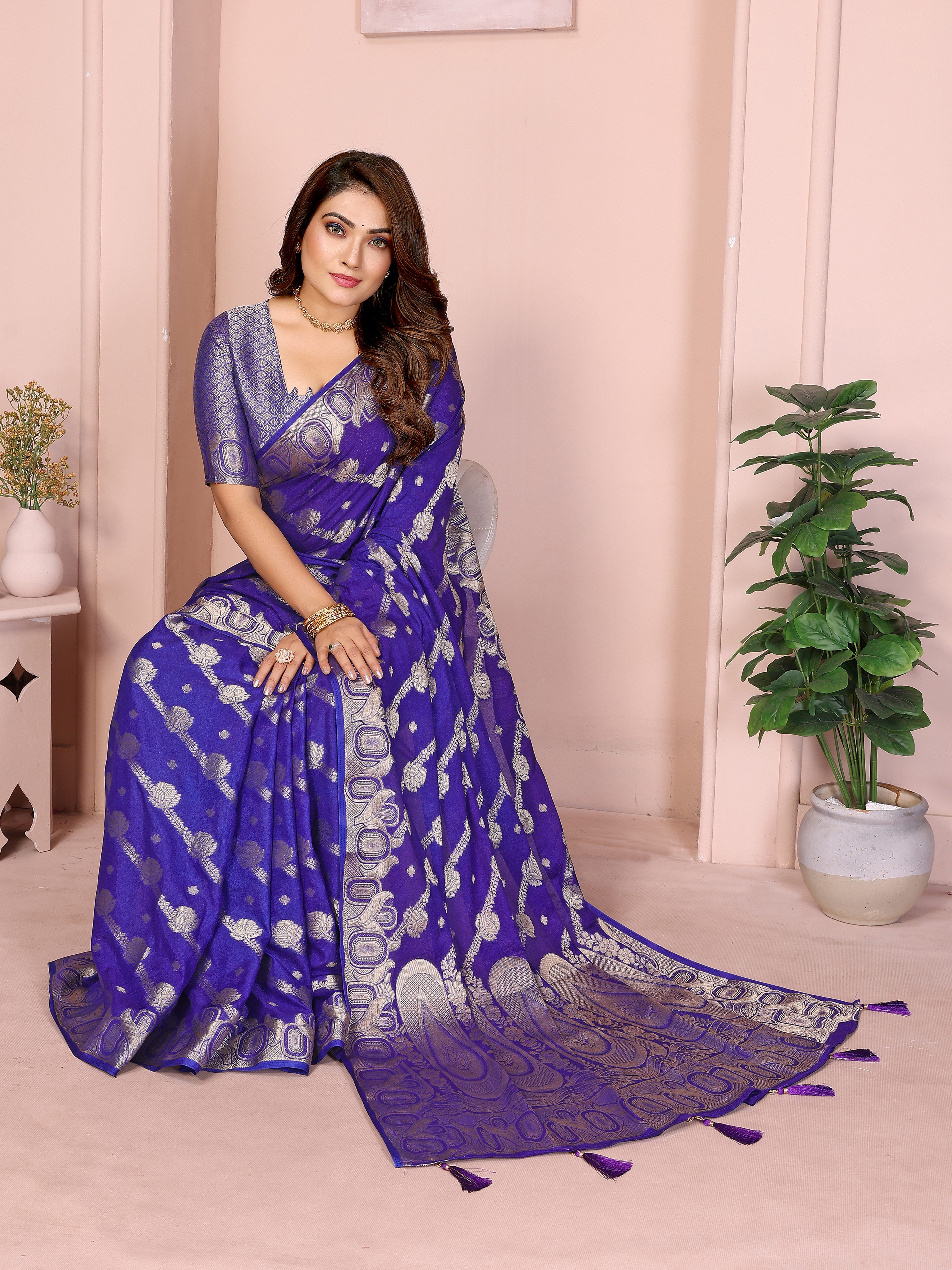 Banarasi Silk Saree with Leheriya Weaving