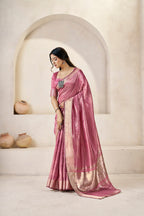 Designer Gold Zari With Soft Linen Cotton Silk Saree