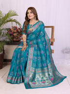Dola Silk Bandhej Khadi Print Saree with Kanchi Border