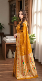 All Over Bandhej Paithani Dola Soft Silk Saree