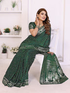 Kanchi Zari Border with Bandhej Print Saree