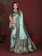 Sibori Bandhej Soft Satin Silk Zari Border Saree