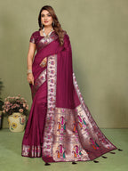 Paithani Silk Gala Pallu Tie-Dye Saree with Zari Border
