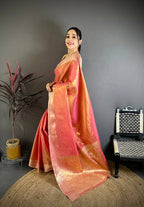 Banarasi Soft Tissue Silk Saree with Copper Zari Weaving
