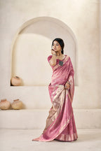 Designer Gold Zari With Soft Linen Cotton Silk Saree