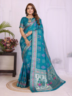 Dola Silk Bandhej Khadi Print Saree with Kanchi Border