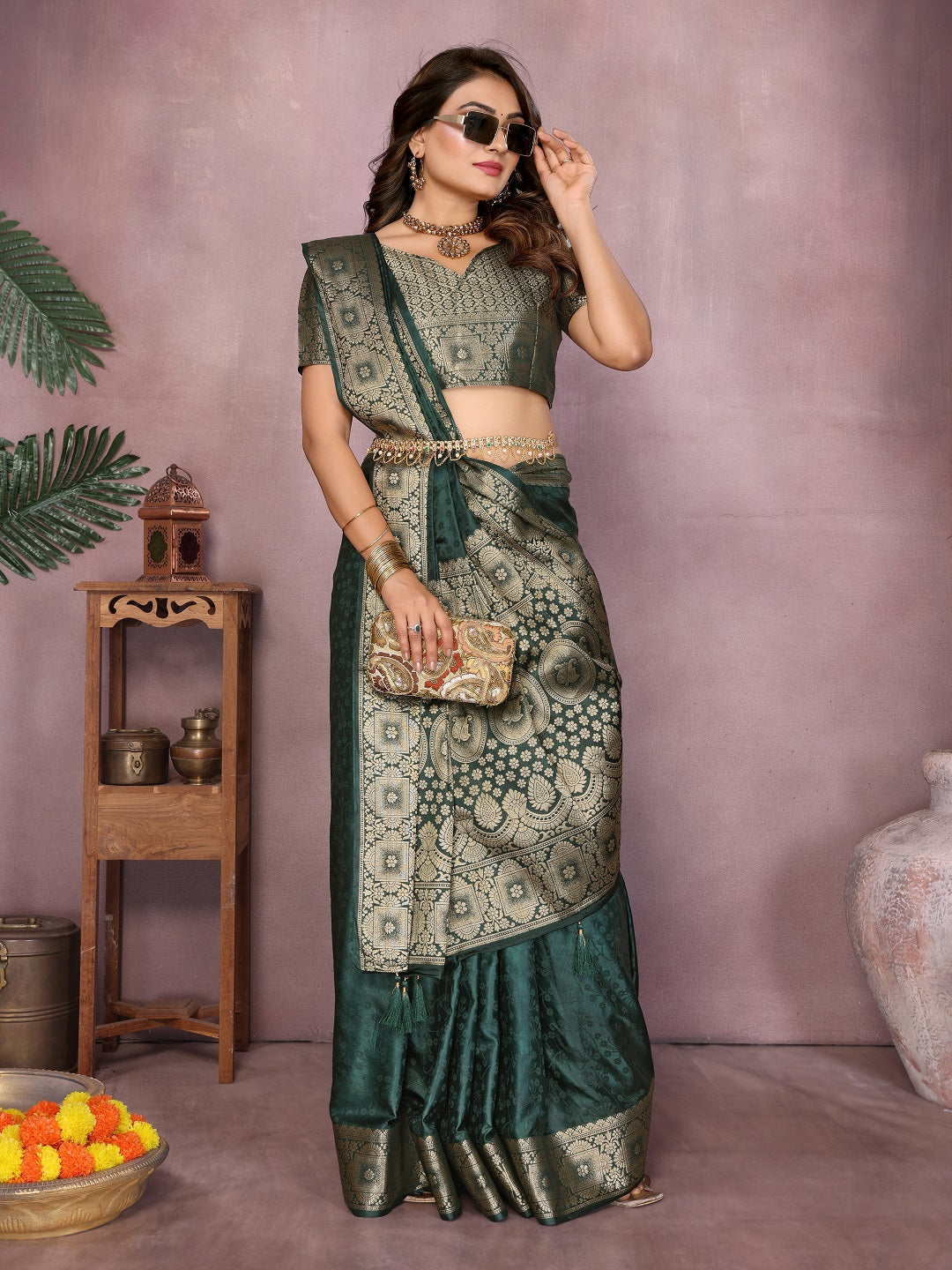 Gala Pallu Hand Dyed Satin Silk Saree