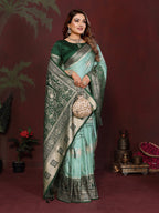 Rich Pallu and Contrast Border Satin Silk Saree