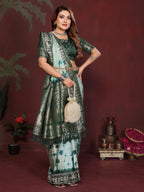 Sibori Bandhej Soft Satin Silk Zari Border Saree