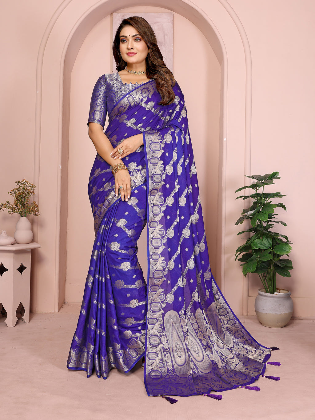 Banarasi Silk Saree with Leheriya Weaving