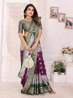 3D Multi Color Soft Satin Silk Dyed Saree with Zari Work
