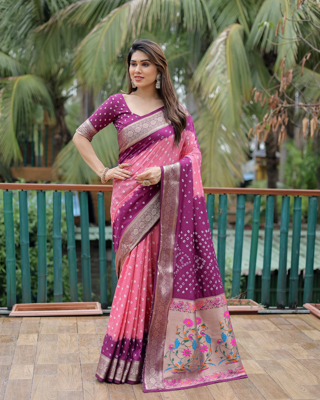 Dola Soft Silk Bandhej Paithani Saree