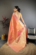 Banarasi Soft Tissue Silk Saree with Copper Zari Weaving