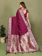 Paithani Silk Gala Pallu Tie-Dye Saree with Zari Border