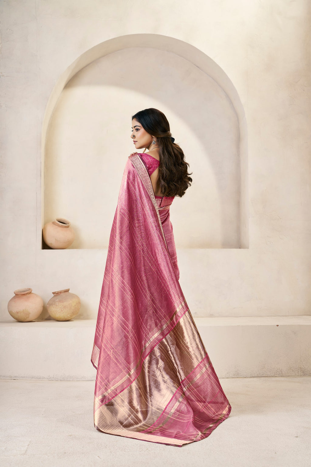 Designer Gold Zari With Soft Linen Cotton Silk Saree