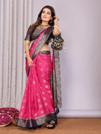 Zari Butta and Contrast Border Satin Silk Saree