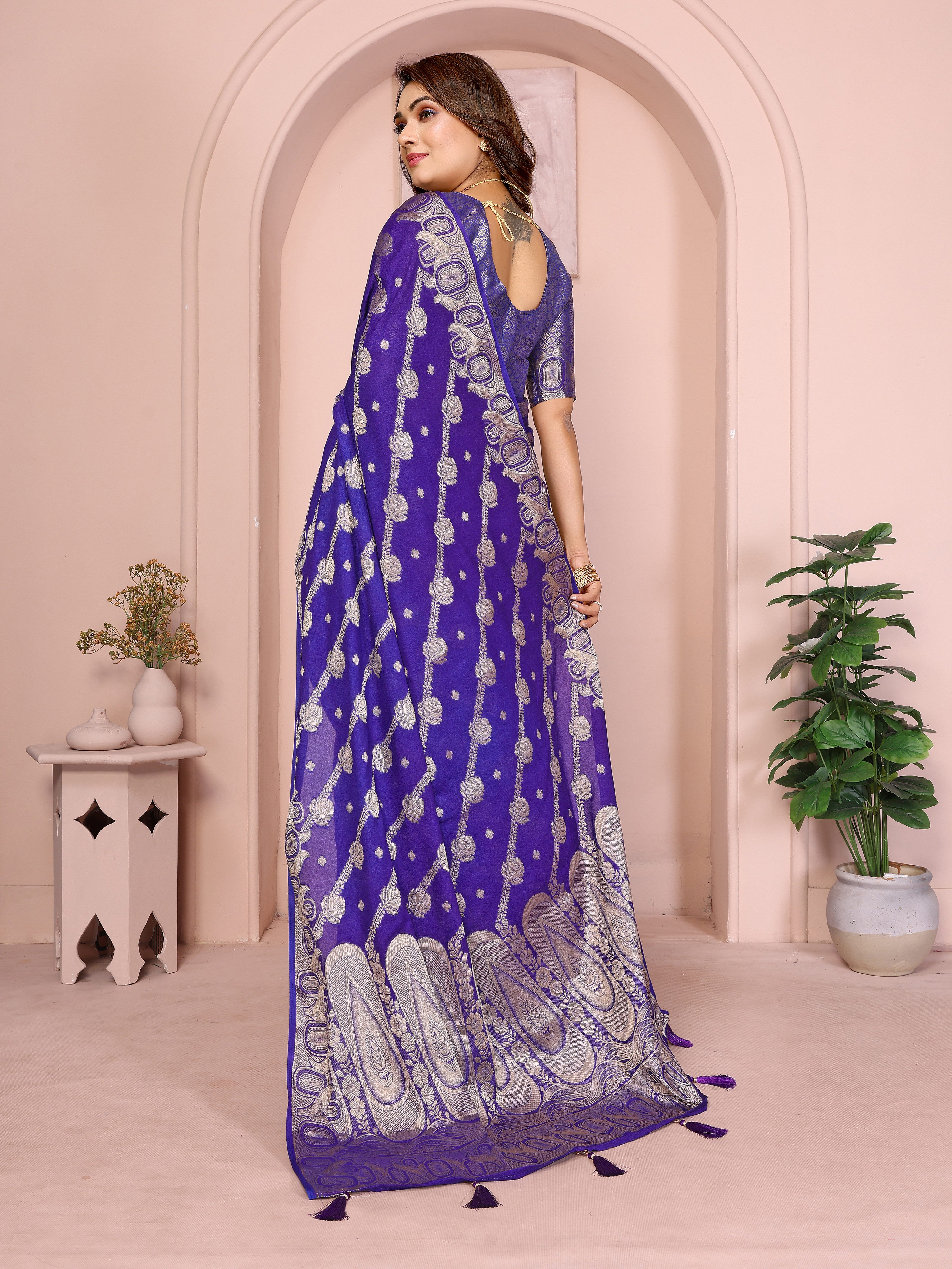 Banarasi Silk Saree with Leheriya Weaving