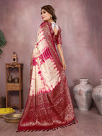 Broad Zari Weaving Border Sibori Design Saree