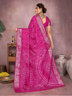 Pure Bandhej Silk Saree with Morpankh Pallu