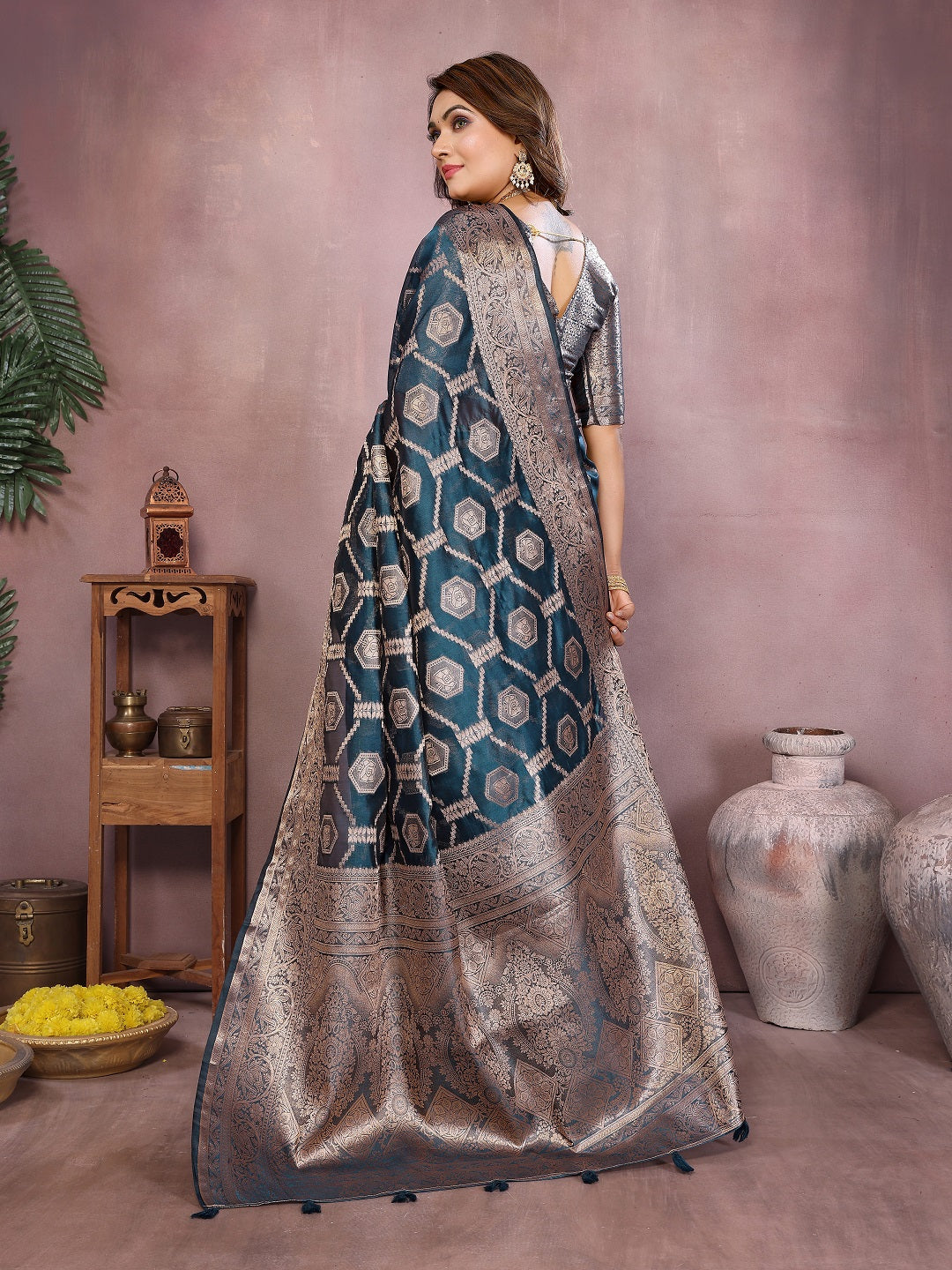 Traditional Banarasi Organza Saree with Intricate Butti Design