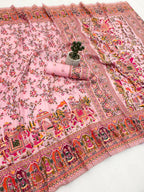 Pure Soft Pashmina Silk Saree with Kashmiri Woven Pallu