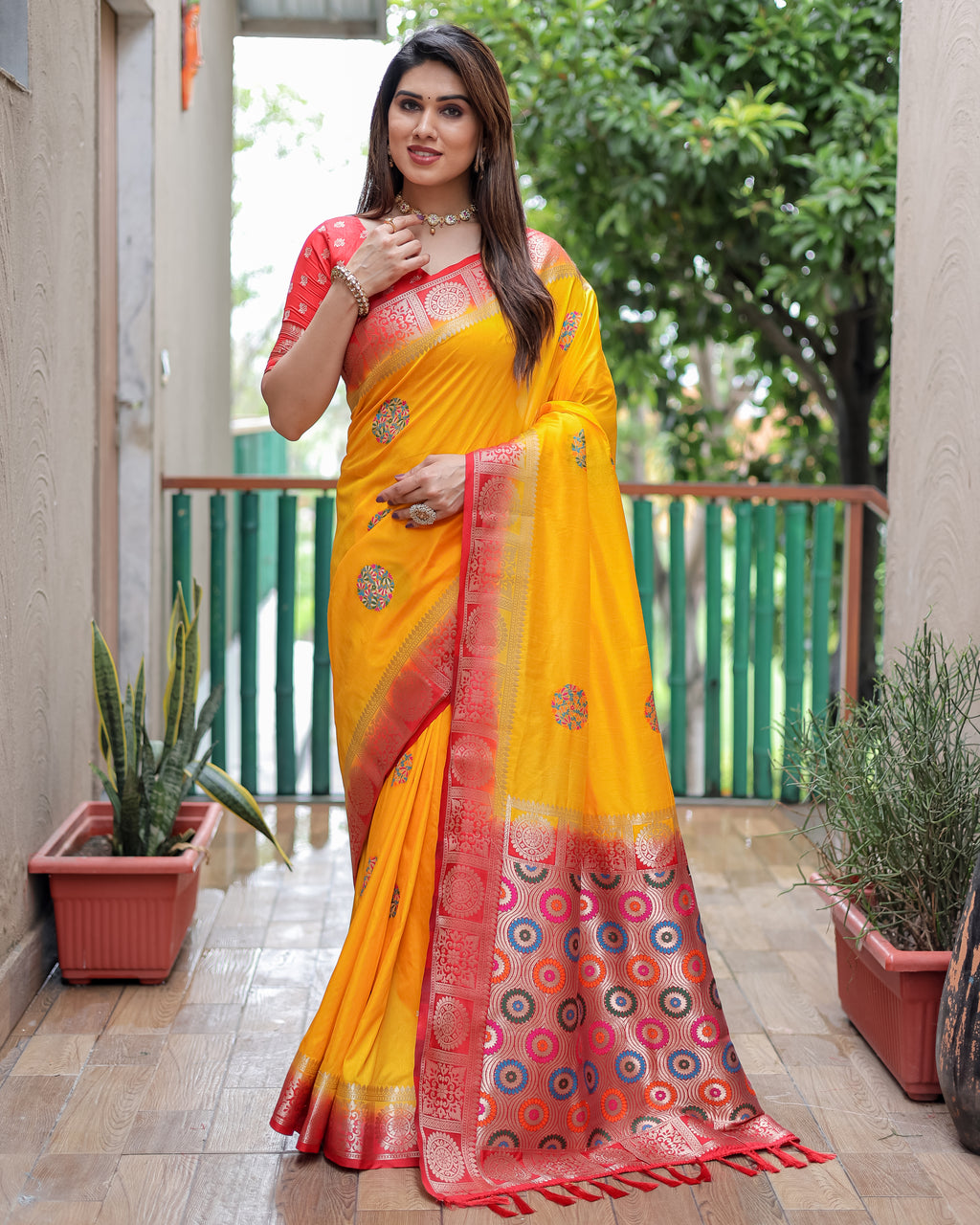 Dola Silk Saree with Contrast Border and Rich Pallu
