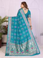 Dola Silk Bandhej Khadi Print Saree with Kanchi Border