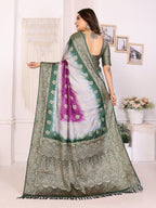 3D Multi Color Soft Satin Silk Dyed Saree with Zari Work