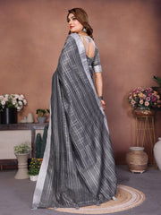 Linen Chex Weaving Saree with Jari Pallu