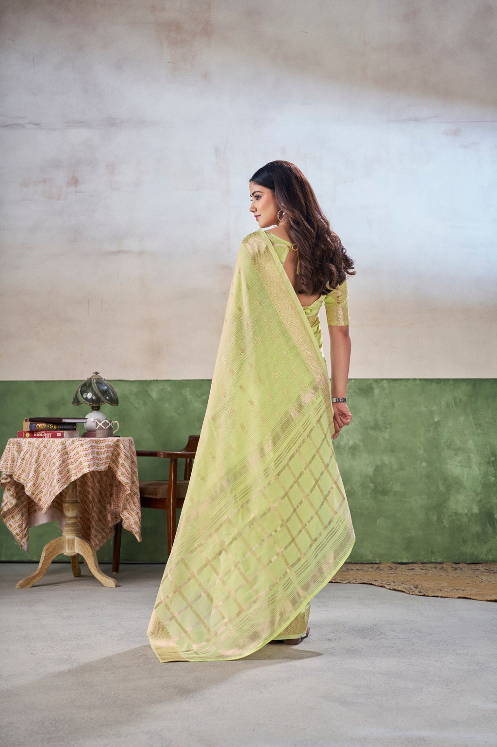 Party Wear Gold Zari Soft Linen Cotton Silk Saree