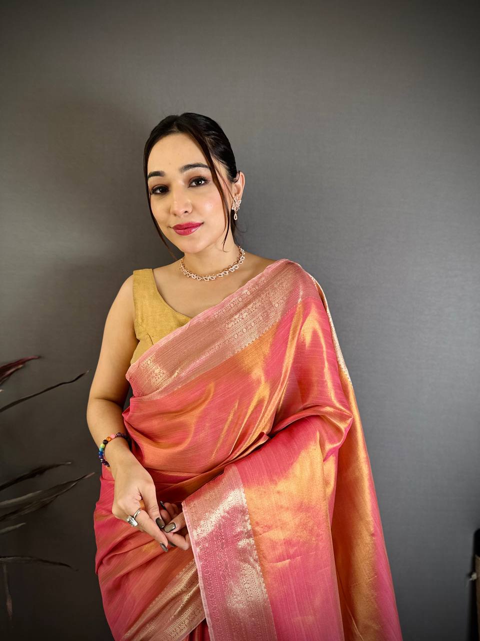 Banarasi Soft Tissue Silk Saree with Copper Zari Weaving